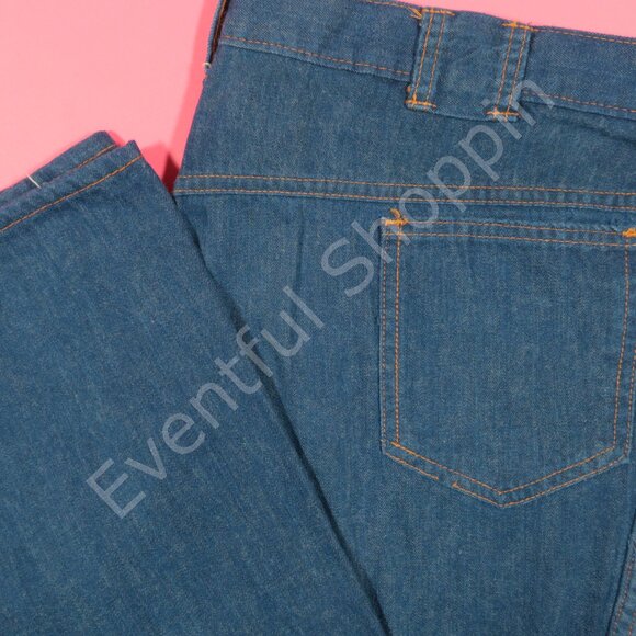 Vintage Montgomery Ward Flare Jeans Mens 36 Blue Denim Snap Serval Zip 70s
